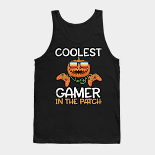 Scary Glasses Pumpkin Halloween Coolest Gamer In The Patch Tank Top